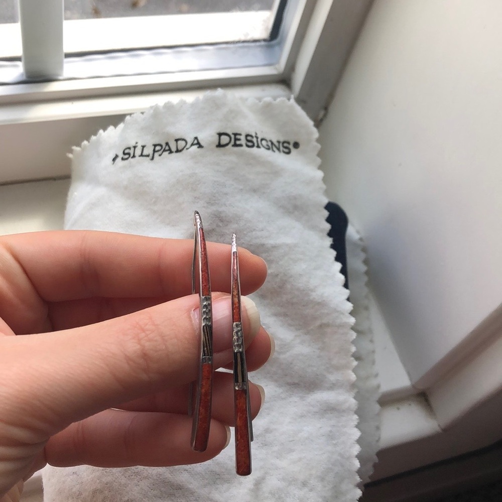 Silpada silver earrings (Coral)